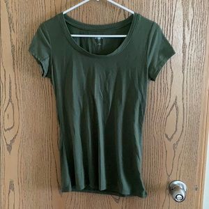 Olive Green Scoop-neck Shirt